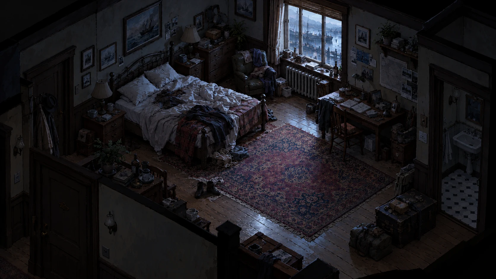 Barry's dim room at the Aster Hotel